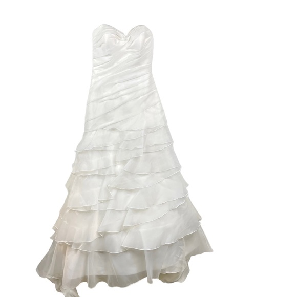 Allure Bridals NEW Wedding Dress Ivory White Strapless Ruffle Tiered Gown SZ 8 - Picture 5 of 16